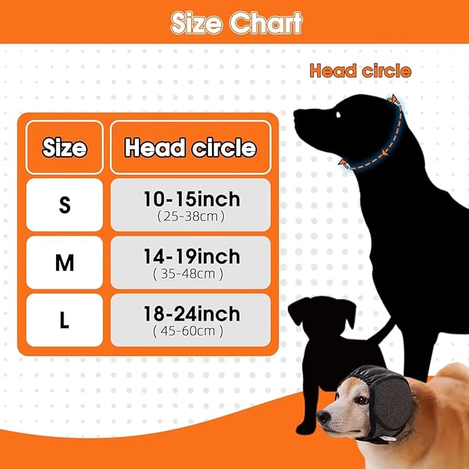 YHY Dog Ear Muffs for Noise Anxiety Protection | Calming Hoodie Design for Grooming, Bathing, Drying, Swimming & Fireworks Relief Dog Ear Covers | No-Shake Ear Wrap Helps Prevent Hematoma (Grey,M)