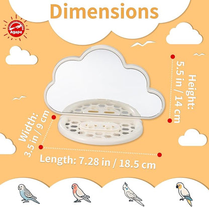 Agape Parakeet Mirror with Perch & Slow Feeder, Bird Cage Accessories for Small Parrots to Expend Energy, Bird Toys for Boredom&Anxiety, Interactive Toy for Cockatiel, Lovebird, Conure, Finch, Budgies