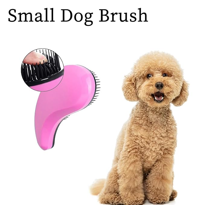Small Dog Brush - Puppy Hair Brush- Grooming Tool for Teddy, Yorkies, Maltese, Shih Tzu, Chihuahua (Pink)