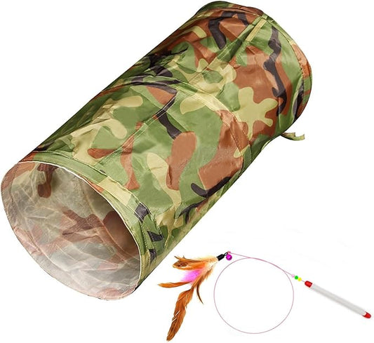 iCAGY Cat Tunnel for Indoor Cats Interactive, Rabbit Tunnel Toys, Pet Toys Play Tunnels for Cats Kittens Rabbits Puppies Crinkle Pop Up Camouflage Green 20"