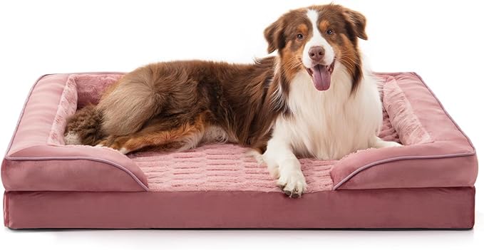 FURTIME Orthopedic Dog Beds for Large Dogs, Washable Dog Couch with Ultra Comfy Supportive Foam, Egg Foam Dog Beds Large Sized Dog with Removable Cover, Large Pet Sofa Bed Waterproof, Nonskid Bottom