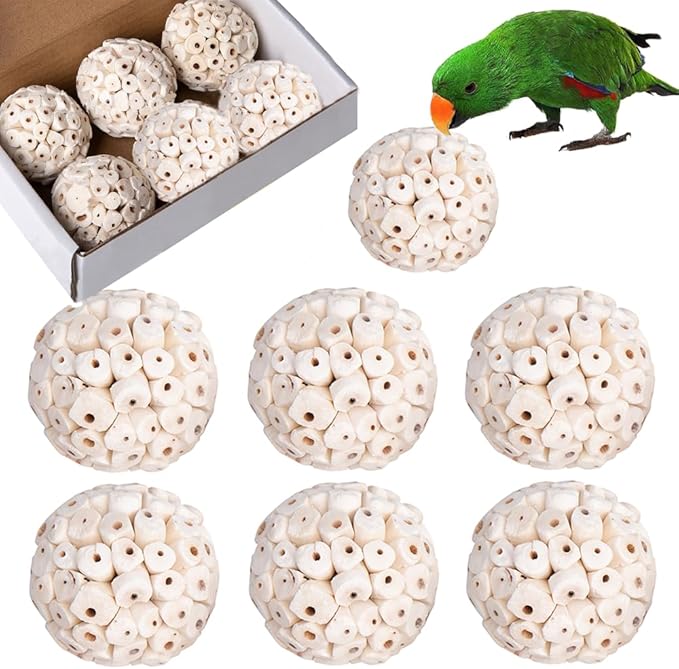 6 Pack Bird Toy Sola Balls, Natural Parrot Soft Chew Shredding & Foraging Toy, Bird Foot Balls for Cockatiel Conure Quaker Budgie Parakeet Bunny Guinea Pig Chinchilla Rabbit