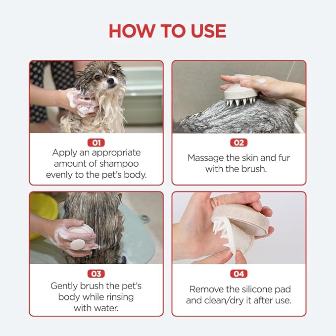 JAYU PET Shower Groomer - Grooming Pet Shampoo Brush, Cat Dog Hypoallergenic Bath and Massage Brush, Soft Silicone Bristles Scrubber for Puppy & Kitten, Easy Grip & Bubble Maker Comb (0.18 lb)