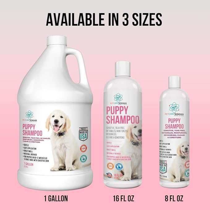 8 fl oz Tearless Puppy Shampoo and Conditioner - Anti Itch Dog Shampoo Sensitive Skin - Coconut Oil Oatmeal Pet Shampoo for Puppies