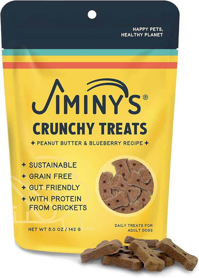 Jiminy's Original Cricket Cookie Dog Treat, Hypoallergenic, 5oz, Peanut Butter & Blueberry (Pack of 1)