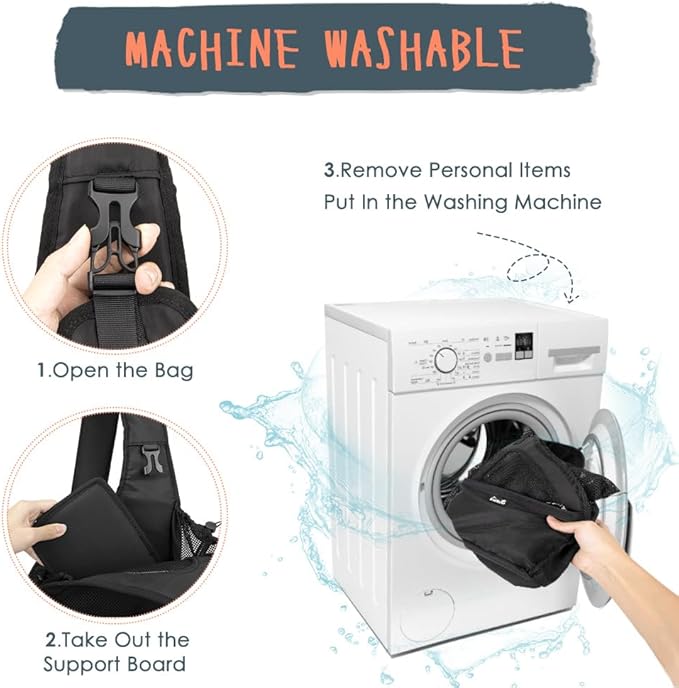 SlowTon Pet Dog Sling Carrier, Hands Free Hard Bottom Papoose Small Animal Puppy Up to 6 lbs Travel Bag Tote Breathable Mesh Support Adjustable Padded Strap Pocket Safety Belt(Widened Black)