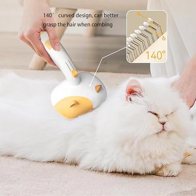 Pet brush comb.Pet button hair removal comb.Wool comber.Cat and Dog Brush for Shedding.Self-cleaning cat and dog hair brush.Cat and Dog hair brushes with release buttons. (Grey and White)