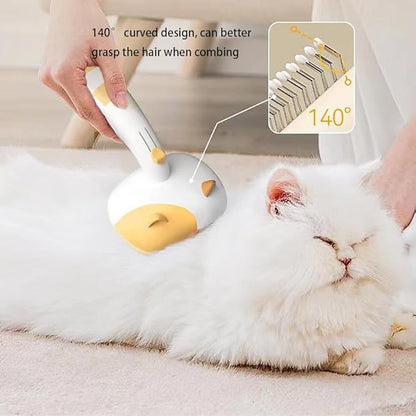 Pet brush comb.Pet button hair removal comb.Wool comber.Cat and Dog Brush for Shedding.Self-cleaning cat and dog hair brush.Cat and Dog hair brushes with release buttons. (Yellow and White)