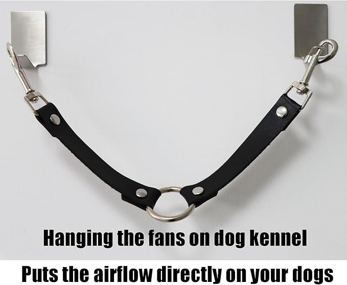 Dog Kennel Fan Hanging Utility Straps for Ryobi P3320 Fan Holder, Waterproof Dog Crate Fan Strap with Swivel Spring Clips Suitable for Any Kennel, Black