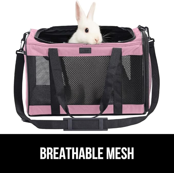 GORILLA GRIP Cat Carrier Travel Bag Up to 15 Lbs, Soft Collapsible Small Dog Carriers, Top and Side Entry Breathable Mesh, Grip Feet on Underside, Cozy Washable Waterproof Pad, Portable Kennel, Pink