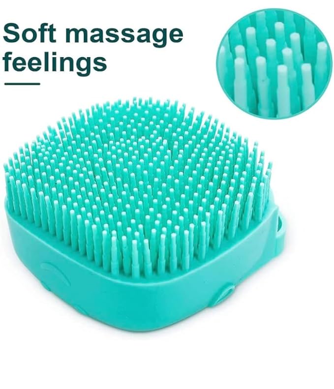 Dog Bath Brush, Dog Grooming Brush - Silicone Cat Shampoo Comb, Shampoo Dispenser for Kitty and Puppy (Blue)