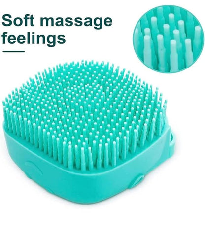 Dog Bath Brush, Dog Grooming Brush - Silicone Cat Shampoo Comb, Shampoo Dispenser for Kitty and Puppy (Blue)