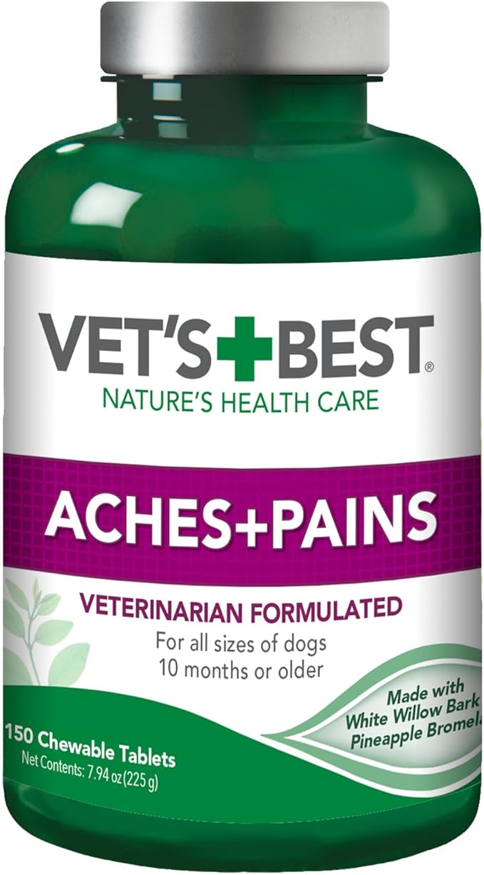 Vet’s Best Dog Pain Relief Supplement, Natural Aspirin Alternative for Hip & Joint Support, Arthritis & Aches Relief Tablets for Dogs, 150 Count