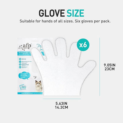 ALL FOR PAWS Cleaning & Deodorizing Bathing Wipes for Dogs and Cats Pet Grooming Wipes for Face, Body and Paws, Moisturizing No-Rinse Disposable Gloves 9 x 5 inchs 6pcs x 2
