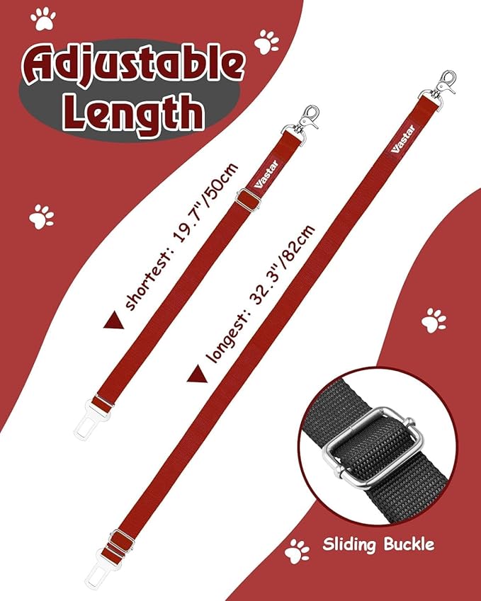 Vastar 2 Packs Adjustable Pet Dog Cat Car Seat Belt Safety Leash Vehicle Seatbelt Harness