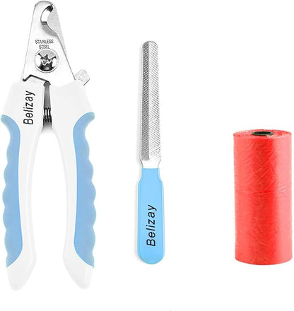 Belizay Dog & Cat Professional Pets Nail Clippers and Trimmers with Poop Bag Rolls Set, Cat and Dog Nail Clippers for Small Dogs with Safety Guard to Avoid Over Cutting. Small Size