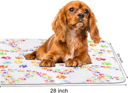 Comsmart Dog Blankets for Small Dogs, 6 Pack Puppy Blanket Cute Paw Print Pet Blanket for Dog, Puppy, Cat, Kitten, 24x28 inches, White