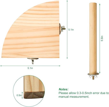 2 Pack Bird Perch Platform, Parrot Stand Sector Playground Wood Perch Stand Toy Cage Accessories Exercise Toy for Parakeet Conure Cockatiel Budgie Gerbil Rat Mouse Chinchilla Hamster(Set 3)