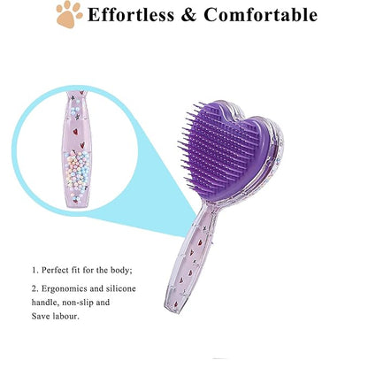 Small Dog Brush, Soft Dog Brush for Shih Tzus, Yorkies, Maltipoos, Maltese ï¼ Love Shape Puppy Massaging Hair Brush, Cat Brush, for Small Dogs Cats Rabbits of All Hair Types (Purple)