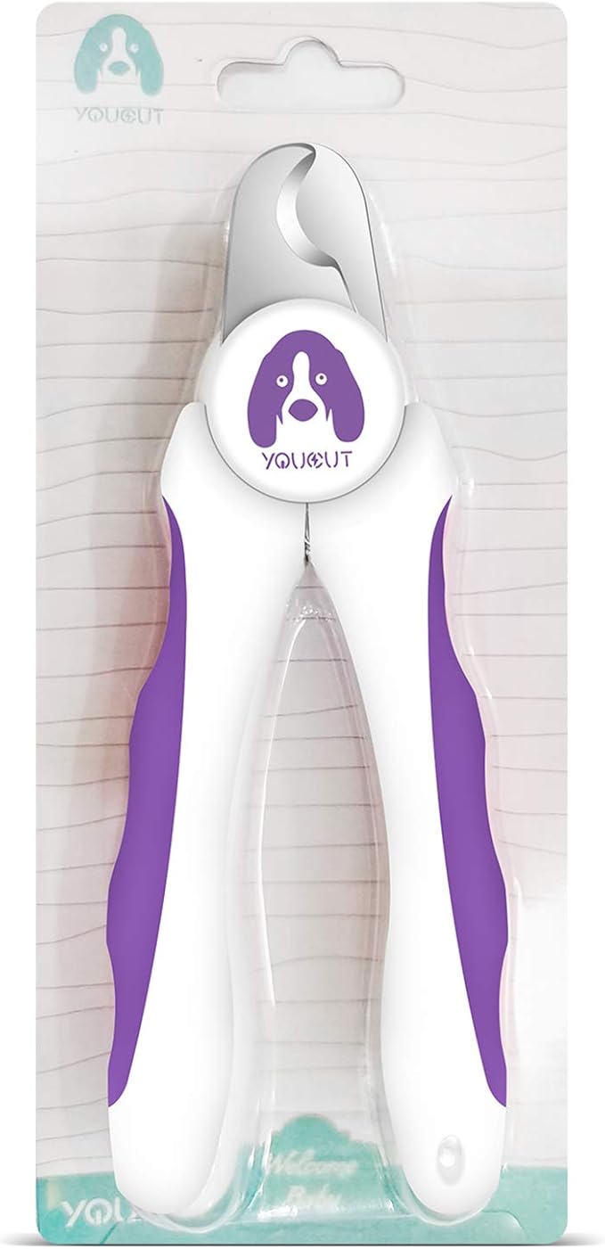 Dog Nail Clippers and Trimmers,Professional Grooming Tool with Safety Guard to Avoid Over Cutting,Free Nail File,Razor Sharp Blade,Sturdy Non Slip Handles for Large and Small Animals (Purple)