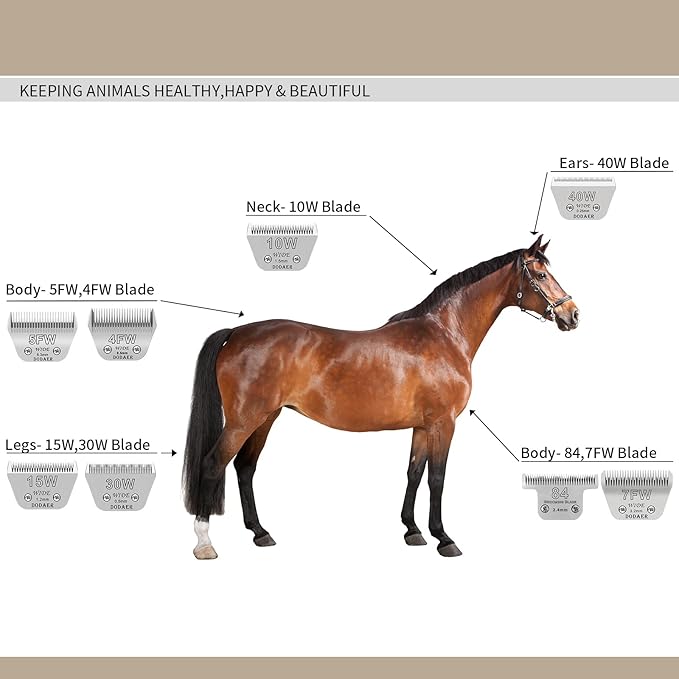 10W+7FW+5FW+4FW Detachable Dog Grooming Wide Blades,Cut Length 1/16"(1.5mm) to 3/8(9.5mm) Compatible with Andis,Oster A5,Wahl KM10 Series Clippers,4 Pack