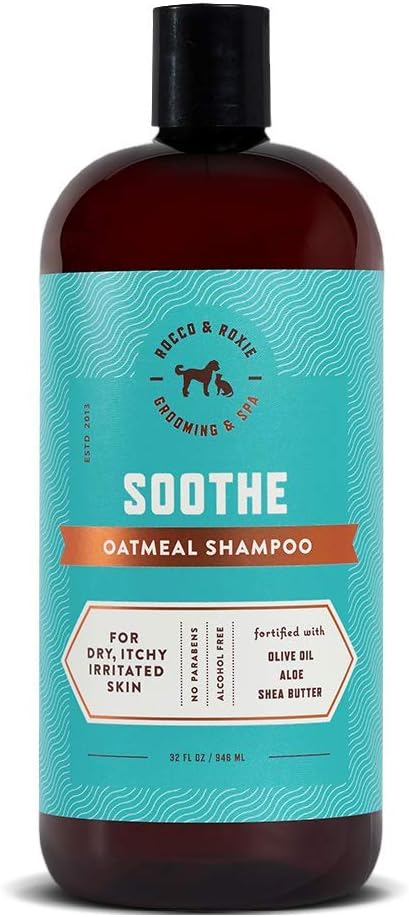 Rocco & Roxie Supply Co. Dog Shampoo and Conditioner - Soothe Oatmeal Shampoo for Itch Relief, Calm Hypoallergenic Shampoo for Sensitive Skin, and Shine Argan Oil Pet Wash - Puppy Bathing Supplies