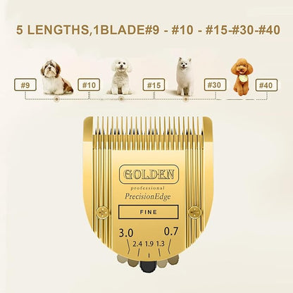 Adjustable 5 in 1 Blades Compatible with WAHL Arco,Bravura .Chromadoï¼_reativaï¼_igura Dog Clippers for Dogs Grooming(Gold/3PC)