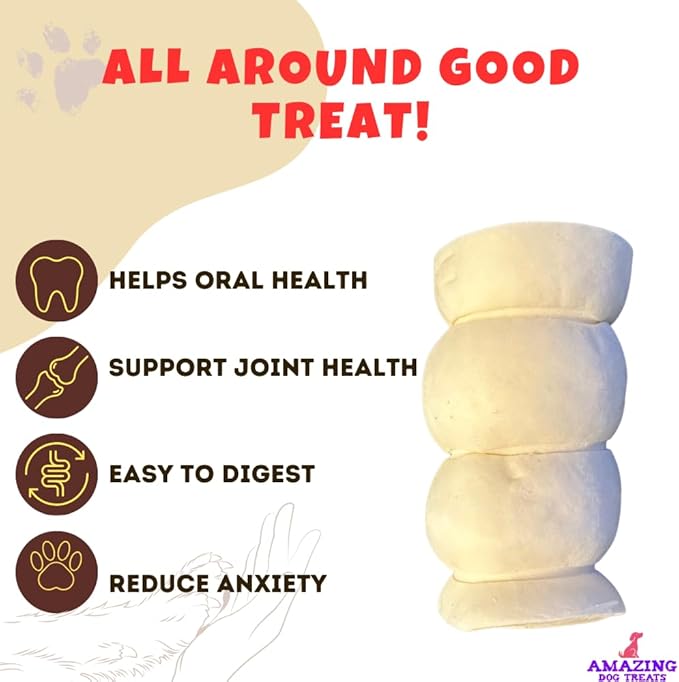 Amazing Dog Treats - Beef Cheek Rolls (Mega Thick 4" - 6 Pcs) - Safe Rawhide Alternative Dog Chew - Great for Power Chewers - Long Lasting Dog Chew - Retriever Rolls for Dogs