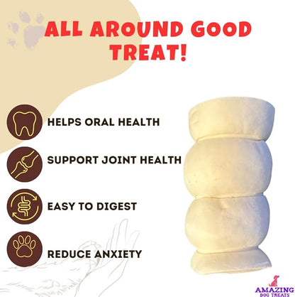 Amazing Dog Treats - Beef Cheek Rolls (Mega Thick 4" - 6 Pcs) - Safe Rawhide Alternative Dog Chew - Great for Power Chewers - Long Lasting Dog Chew - Retriever Rolls for Dogs