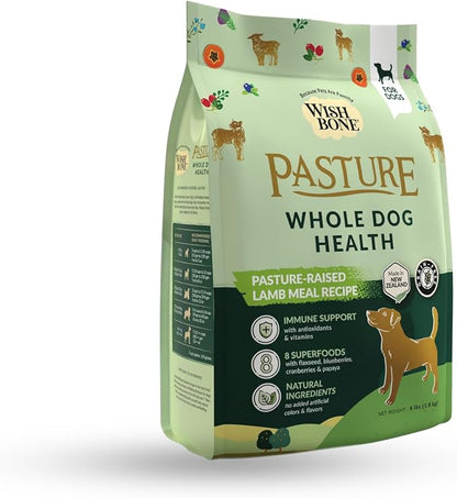 Wishbone Pasture New Zealand Lamb Dry Dog Food, Gluten-Free, Grain-Free Formula for Overall Pet Health - 4 lb