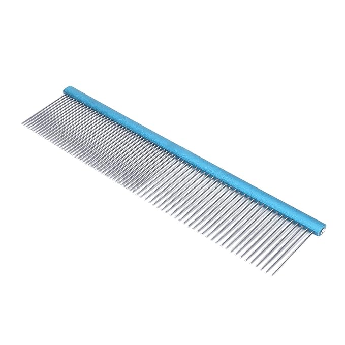 Greyhound Comb For Dogs, Metal Dog Comb Dog Combs with Rounded Ends Dog Comb Cat Comb For Removing and Knots Grooming Tool For Long Short Haired Dog (Blue 22cm/8.7in)