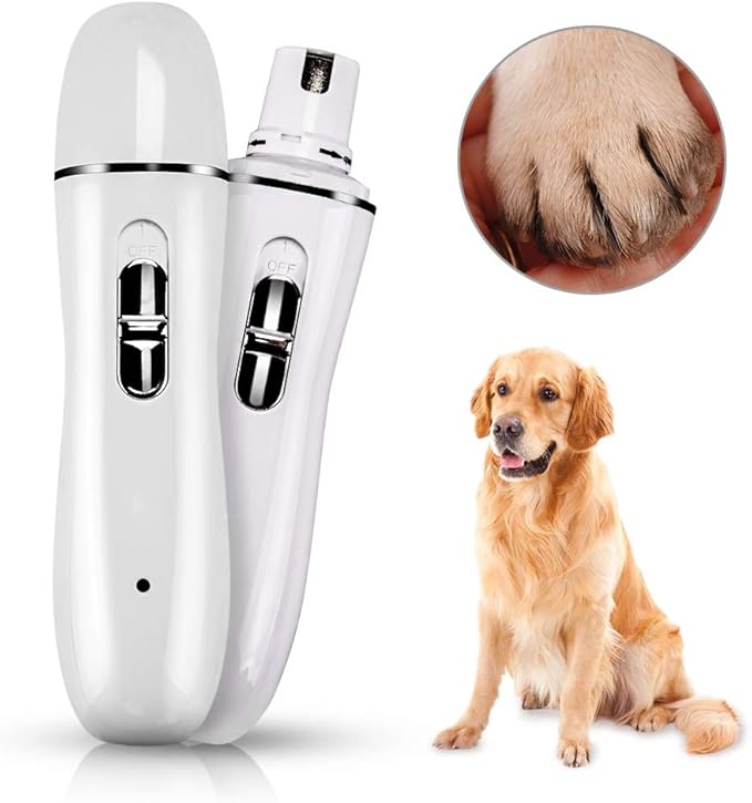 Electric Dog Nail Grinder, 2-Speed Electric Rechargeable Pet Nail Trimmer Paws Grooming & Grinding Tool for Small Medium Large Dog & Cats, Includes USB Wire