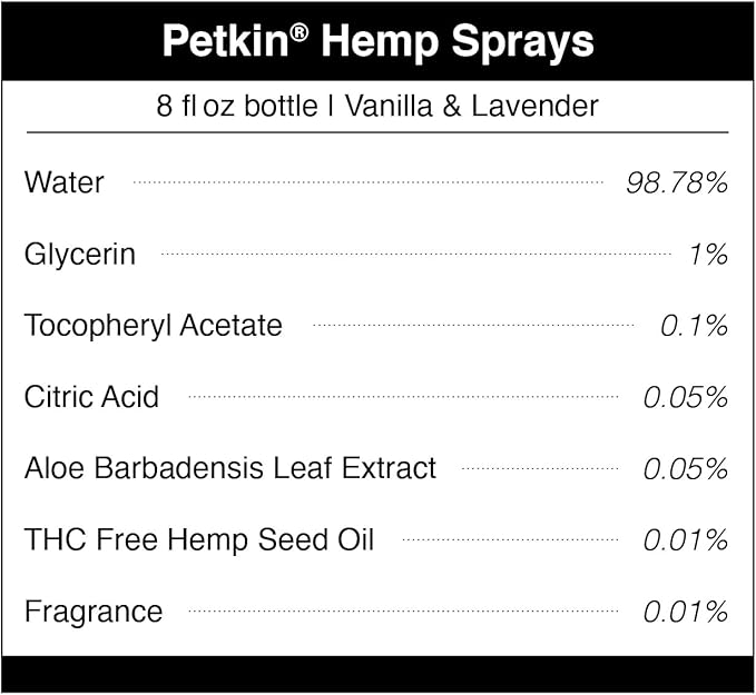 Petkin Hemp Fragrance for Dogs and Cats - with Hemp Oil & Calming Lavender Extract, 8 oz - Soothes, Calms & Conditions - Keeps Pet Smelling Great - for Home, Travel & Use on Pet Bedding
