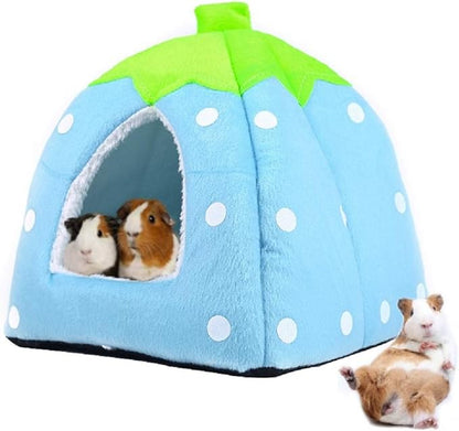 Spring Fever Hamster Guinea Pig Rabbit Dog Cat Chinchilla Hedgehog Bird Small Animal Pet Bed House Hideout Cage Accessorie A Blue L (16.9 * 16.9 inch)