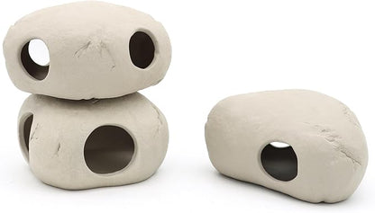 Aquarium Decorations Stackable Large Ceramic Cave Betta Fish Tank Accessories Rock Cave Decor 3-Piece Set
