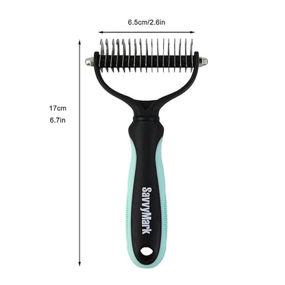 Dog Brush - Pet Dematting and Undercoat deshedding rake - Stainless Steel Grooming Comb For Dogs Cats furry pets large or medium remove knots tangles in long fur hair