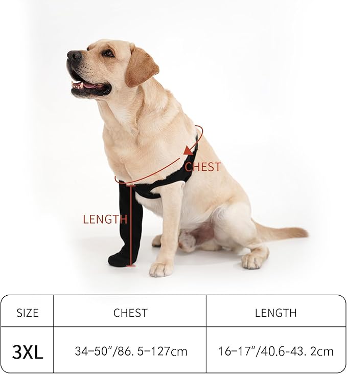 Dog Recovery Socks - Waterproof Paw Protectors with Non-Slip Sole | Post-Surgery Boots for Wound Protection | Anti-Licking Sleeves for Dogs (Black, 3XL_Left)