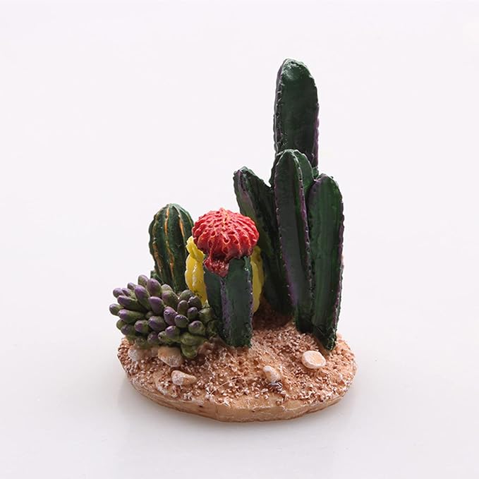 Succulents Cactus Plant Fish Tank Decorations Desert Oasis Decor Sculpture Collection Reptile Turtle Lizard Spider Tanks Terrarium Figurine Statue Décor Ornament Pet