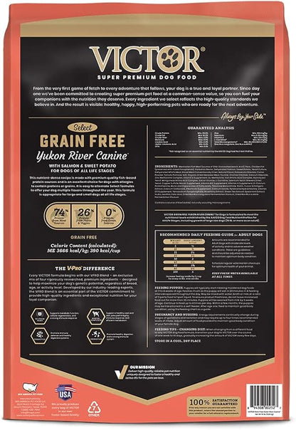 VICTOR Super Premium Dog Food – Grain Free Yukon River Canine – Supports Immune & Digestive Health for Dogs of All Life Stages – High Protein Dry Dog Food for All Normally Active Dogs, 15 lb