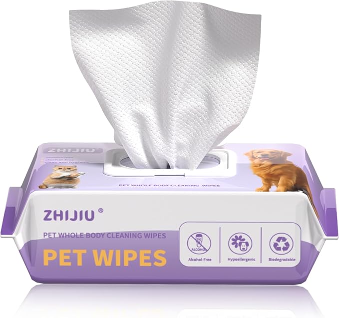 Pet Wipes for Dogs, Dog Wipes for Paws and Butt, Grooming Wipes for Dogs & Cats, Unscented Pet Wet Wipes, Hypoallergenic Wipes for Dogs Face and Body, Cat Wipes-100 Count