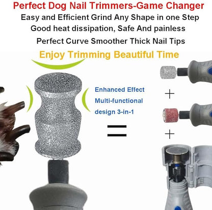 Diamond fit Dremel Bit for Dog Nails - Fits Dremel Nail Grinder Attachment Replacement Refill, Heavy Duty 1/8'' Rotary Tool for Pro-Level Pet Grooming,for Thick Nail Trimming on Large,Medium Dogs
