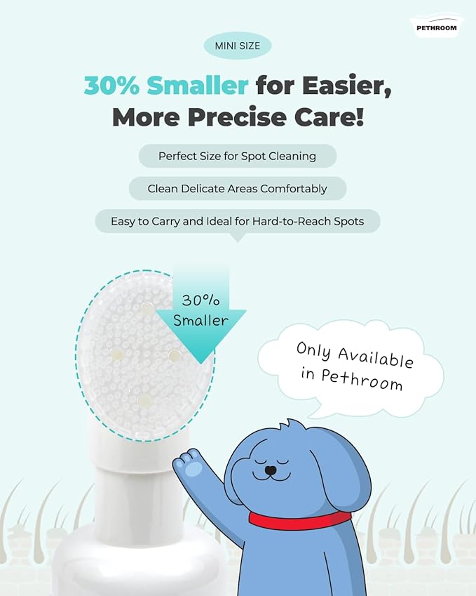 [PETHROOM] CleanPaws Foaming No-Rinse Dog Paw Wash | Quick-Dry, Non-Sticky & Deodorizing | Silicone Bristle Brush | Moisturizing & Hypoallergenic | Waterless Paw Cleaner for Dogs & Cats (2.87 fl oz.)