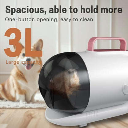 Dog Grooming Kit,15000Pa Powerful Dog Hair Vacuum Cleaner with Clipper,7 in 1Brush Vacuum Cleaner, Extra Set of Electric Pet Hair Clipper,3L Dust Collection Box
