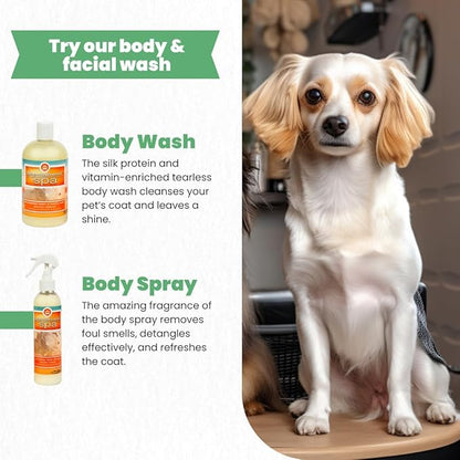 Best Shot Scentament Spa Botanical Body Splash, Detangler Spray, Hypoallergenic Body Spray for Pets, Cat and Dog Cologne Spray, Exotic Island, 8 Oz.