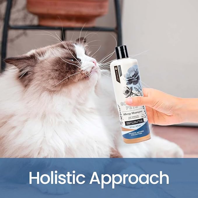 Holistic Natural Derived Allergy Pet Shampoo: Veterinarian Recommended: Soothing Skin Allergies and Skin Issues for Dogs, Cats and Horses - Made in USA - 16 oz