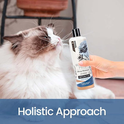 Holistic Natural Derived Allergy Pet Shampoo: Veterinarian Recommended: Soothing Skin Allergies and Skin Issues for Dogs, Cats and Horses - Made in USA - 16 oz