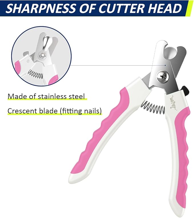 WePet Dog Nail Clippers U10.1, Dog Nail Trimmer Large Breed with Quick Sensor, Razor Sharp Blade Professional Pet Nail Clipper with Safety Guard and Nail File, Rose Pink