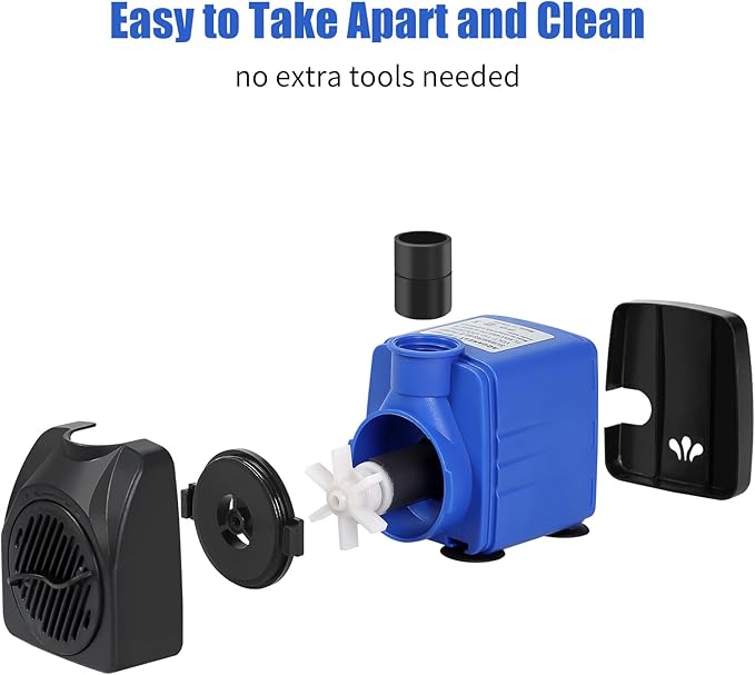 AQUANEAT Small Fountain Pump, 160 GPH Mini Submersible Water Pump with 3.3 ft Tubing, for Aquarium Fish Tank, Pet Water Fountain, Hydroponics, Pond Waterfall Filter Pump