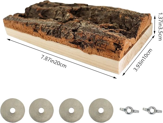 Dnoifne Cork Seat Board, Natural Wooden Parrot Bird Perch Stand, Natural Wooden Bird Cage Stand Pole Accessories for Parrot, Parakeet, Budgies, Lovebirds