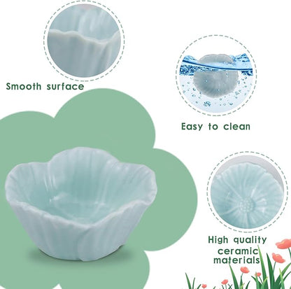 Small Ceramic Pet Hamster Bowl, Easy to Clean Anti Flipping Hamsters Food and Water Bowl, Small Animal Bowls for Dwarf Hamster, Parrots (Green, s)